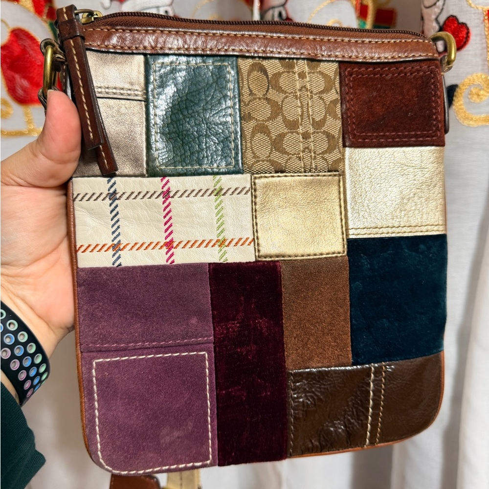 Coach Holiday Patchwork Leather Suade - image 3